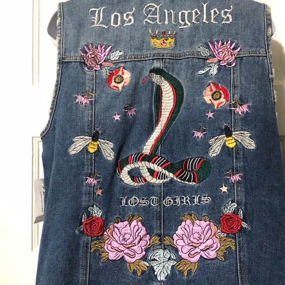 PacSun Cool Lost Girls Embroidered Denim Vest 0022 - Picture 2 of 8